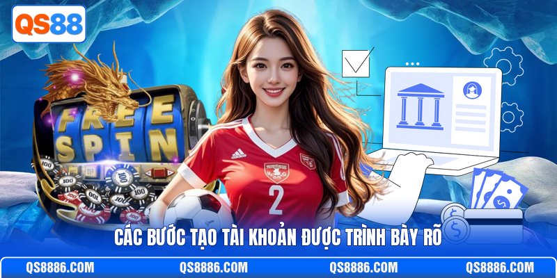 Các bước tạo tài khoản được trình bày rõ